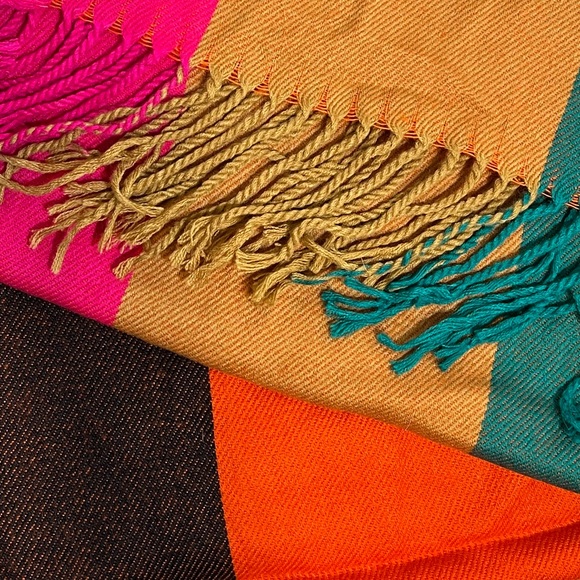 Color Block Fringe Scarf 80” x 32” - Picture 3 of 5
